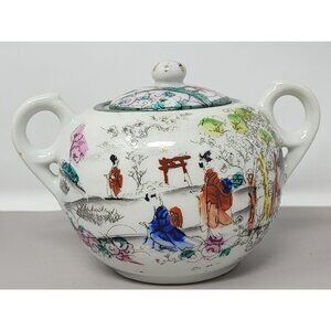 Vintage Japanese Hand Painted Porcelain Sugar‎ Bowl
